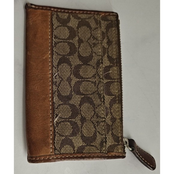 Coach Signature C Khaki Tan Zip Coin Purse - Picture 6 of 8